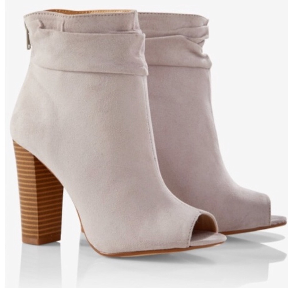 Size 8 Slouchy Suede Peep-Toe Booties